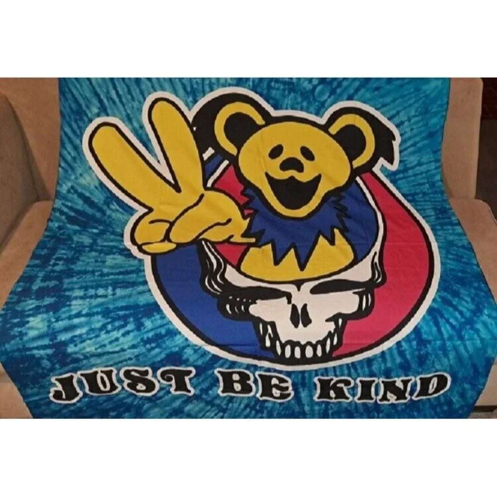 Blue Just Be Kind New Grateful Dead Gift Large Tapestry Dancing Bear Wall Decor